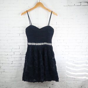TRIXXI BLUE SPAGHETTI STRAP SWEETHEART NECKLINE FIT AND FLAIR PROM DRESS NWT